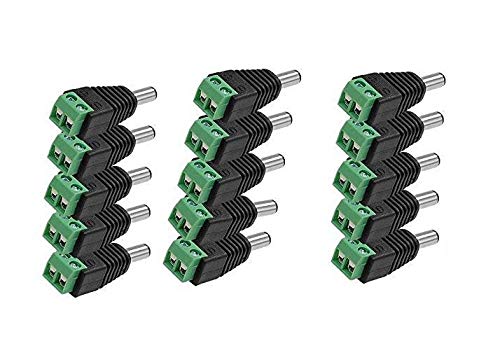 LipiWorld® Dc Connectors Screw Type for CCTV Camera DVR (PACK-15 Male Jack)