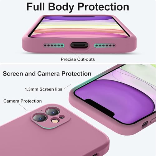 Image of DIZORO Square Candy Liquid Silicone iPhone Case Cover for iPhone 11, All Cube Series with Microfiber Lining Compatible iPhone 11 6.1 inches (Lilac)