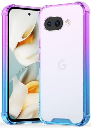 IMEKTLK Compatible with Google Pixel 9a Case Cute Gradient Clear Back Scratch-Resistant Shockproof Protective Cover for Pixel 9a, Purple Blue