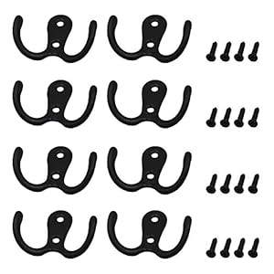 Hys winkel 8 stuks dubbele prong gewaad haken dubbele kaphaken metalen kapstokken met schroeven voor keuken badkamer…