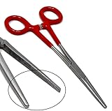Premium Quality Red PVC Vinyl Grip Handle Hemostat Forceps Straight Serrated 6'
