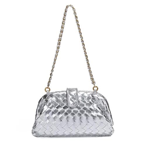 Image of Small Metallic Glossy PU Leather Shoulder Bag Clutch Handbags for Women Fashion Chain Ladies Purse