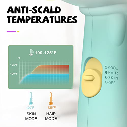 Kids Hair Dryer, Feekaa Kids Blow Dryer For Girls, Low Noise Gentle Heat For Kids Skin, Gift For Children's Birthday, Christmas Gift, Yellow-Green #TOP2