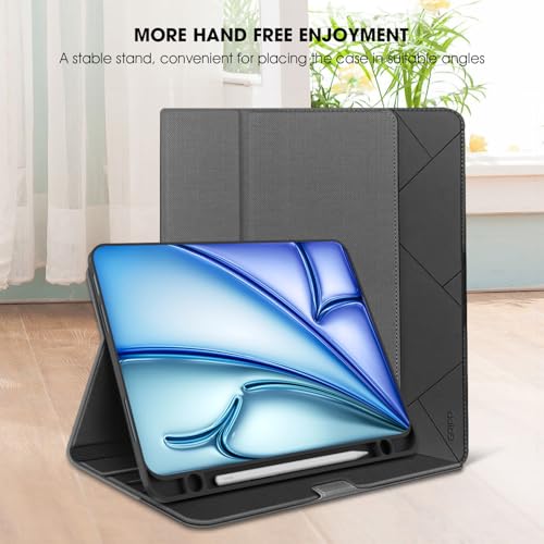 Image of GRIPP Melon Leatherette Texture Case for iPad Air 11 inch (M2 /M3 /M4, 2024 /2025 /2026), iPad Air 10.9 inch (4th /5th Generation, 2020 /2022), iPad Pro 11 inch (3rd /4th Generation, 2021 /2022) - Grey /Black