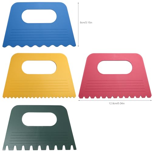 LUORNG 7PCS Plastic Thickened Scraper 5.04x3.15in Oil Painting Palette Knife Pigment Scraper Four Color Plastic Thickened Scraper Colored Pigment Scraper Set Artistic Palette Knife Tool - Thumbnail 3