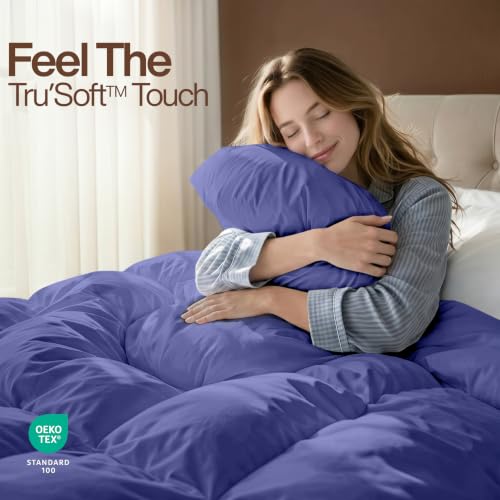 Image of Utopia Bedding Comforter King Size, Duvet Insert, Slate Blue, 90 x 102 in | Soft and Fluffy Down Alternative Bed Comforter, All Season, Breathable, Corner Tabs, Box Stitched, Durable, Machine Washable