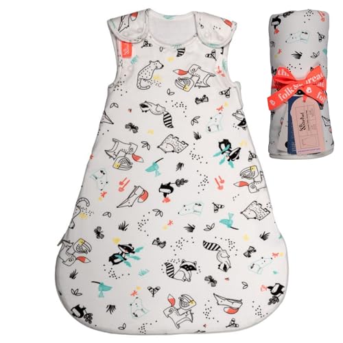 Folk & Thread Organic Newborn Sleeping Bag 2.5 tog | Comfortable & Snuggly Baby Sleep Bag Designed To Give You & Your Baby a Peaceful Night's Sleep | Ideal for 16-20C Rooms | 0-3m Wild Wood