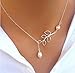 BeeSpring Fashion Pendant Chain Pearl Statement Charm Necklace