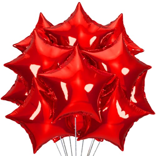 Image of 25Pcs Red Star Shaped Foil Mylar Helium Balloons 18 Inch for Birthday Wedding Anniversary Engagement Party Decorations Supplies