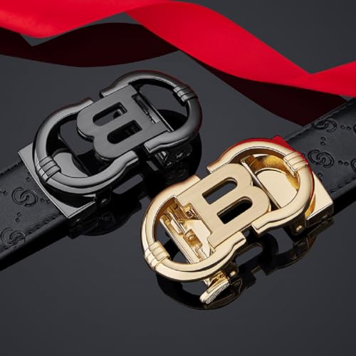 VANNANBA Designer Ratchet Belt for Men Leather Casual Fashion Sliding Removable Dress Adjustable Automatic Buckle3