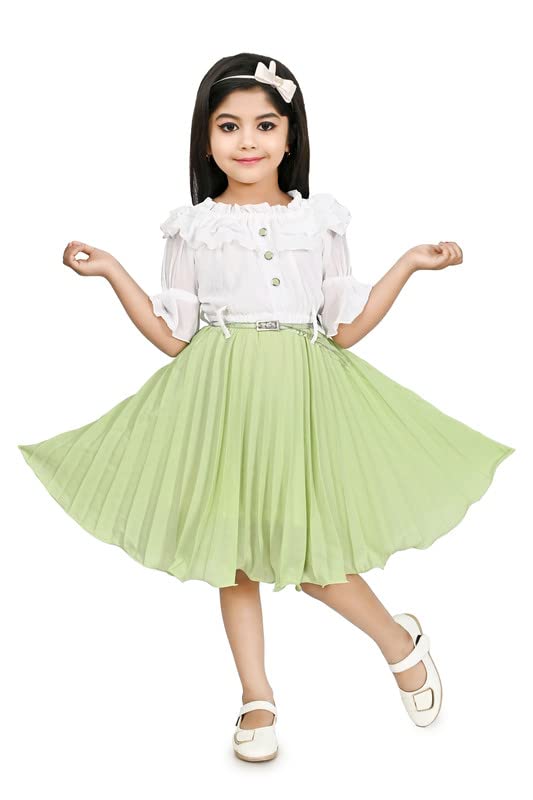 WEAR ME WELLChiffon Charming and Festive Stretchable Top and Skirt Sets for Kids' Perfect Party Look Dress