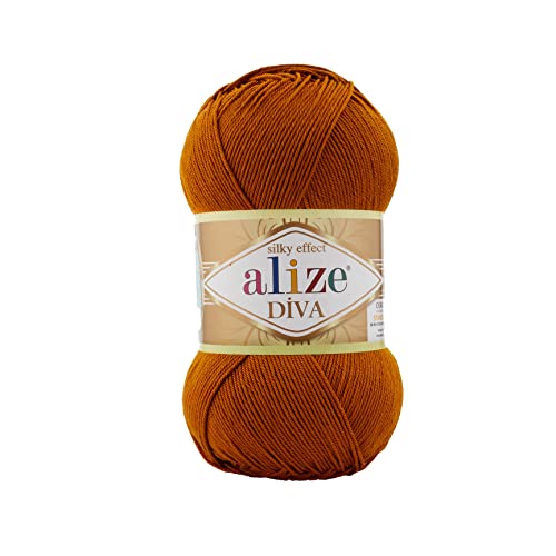 Image of Alize Diva Silk Effect 100% Microfiber Acrylic Yarn 1 Ball skeins 100gr 383yds (234 - Spice)