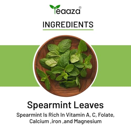 Image of TEAAZA Organic Spearmint Tea Leaves 10Gm Caffeine-Free Herbal Spearmint Tea For PCOS|SUPPORTS HORMONE BALANCE,ACNE,FACIAL HAIR & PCOS RELIEF|Fresh Minty Flavor,100% Natural,Spearmint leaves