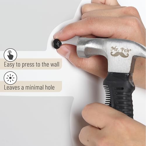 Image of Mr. Pen- Double Headed Picture Hanging Nails, 40 Pack, Black | Push Pins for Wall