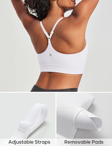 Image of Heathyoga Sports Bras for Women Adjustable Strappy Sports Bra Y-Back Low Impact Racerback Workout Bra with Removable Pads