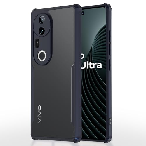 Image of Outlouders Back Cover for Vivo T4 Ultra 5G | Ultra Hybrid Transparent | Full Camera Protection | Raised Edge | Crystal Clear Bumper Case(Blue)