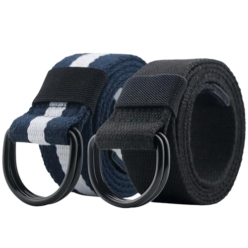 Image of Web Fabric Canvas Belt for Men Women with Double D Ring Buckle 1.5in Wide