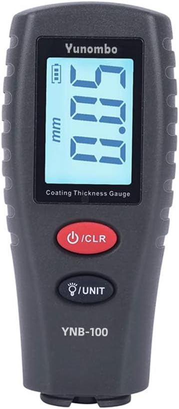 Paint Thickness Gauge | Digital Meter for Automotive Coating Thickness Tester | High Contrast Backlight LCD | Resolution 2mils/0.05mm | Auto Power Off | Auto Digital Calibration Data Hold