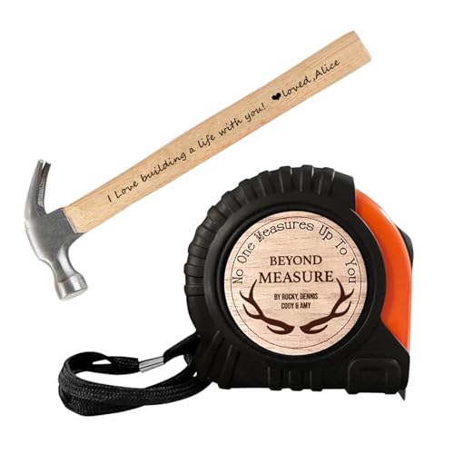 Set de cinta métrica y martillo personalizado para papá