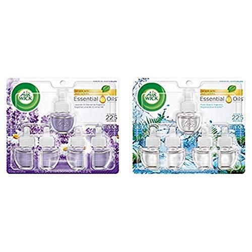 Air Wick Plug in Scented Oil 5 Refills, Lavender & Chamomile, Essential Oils, Air Freshener and Air Wick Plug in Scented Oil 5 Refills, Fresh Waters, (5x0.67oz), Essential Oils, Air Freshener