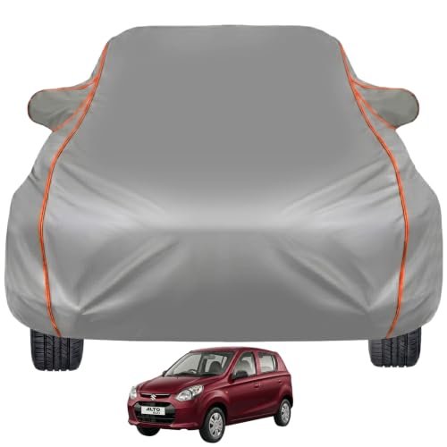 Image of Pivalo Car Cover for Maruti Suzuki Alto 800 - Fits All Model & Year | 100% Waterproof All-Weather UV & Paint Protection | Premium 3-Layer Fabric | Triple Stitched with Reflective Piping (Grey)