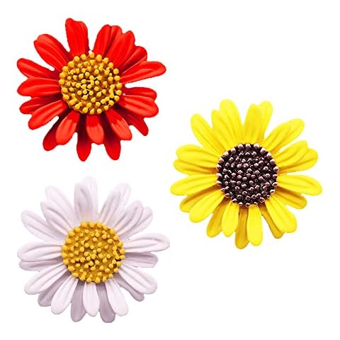 3 Pcs Mix Set Brooches Sophisticated Daisy Flower Brooches Sunflower Ladies Fashion Brooches Suitable for Bags Backpacks Jackets Hat Clothing Dress Cover