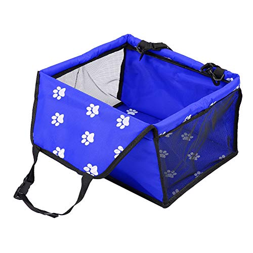 Cubierta Plegable para Asiento de Perro en el Coche, transportín para Mascotas de Tela Oxford con Ventana de Malla, Azul, Protector Ligero y portátil para el Asiento Trasero del PE