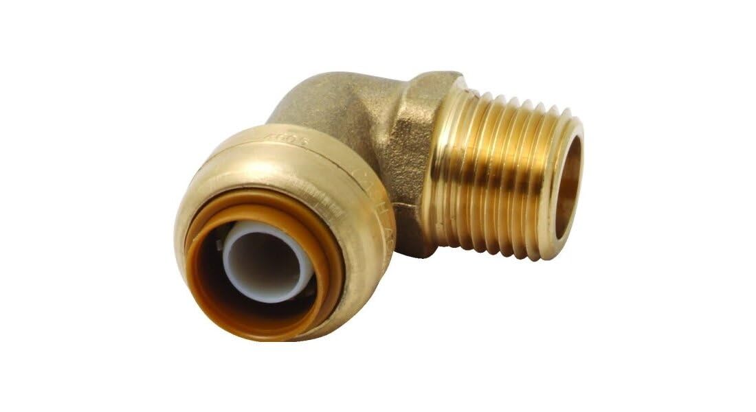 Cash Acme U280LF Sharkbite-Codo de Ajuste a presión (90 Grados, X 1/2 Pulgadas. Mnpt, sin plomo-421383LF, marrón, 1