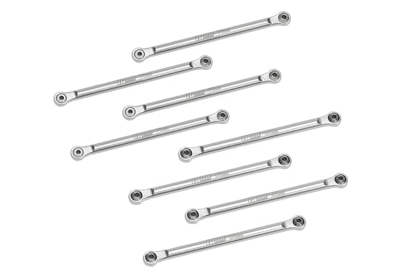 Aluminum 7075 Upper & Lower Link Bar Set for Losi 1/18 Mini LMT 4X4 Brushed Monster Truck RTR-LOS01026 Upgrade Parts - Silver