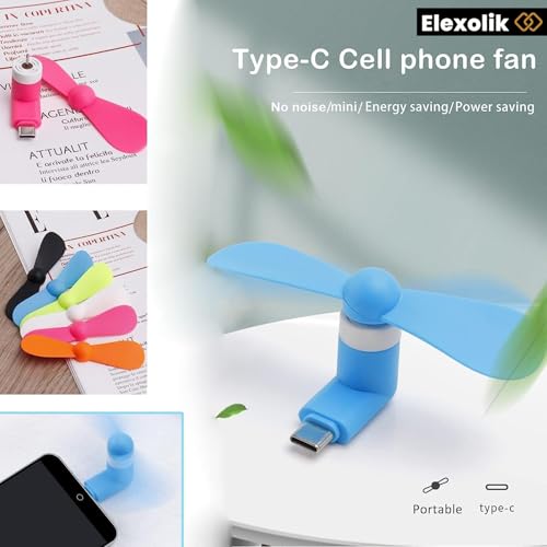 Image of Mini Portable Type-C USB fan Plug-in with Mobile Any Android Smartphone and Typ-C Output Port for Kids, Adults, Indoor & Outdoor Use (1Pc, Color May Vary)