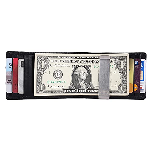 Image of Brooklyn Bridge Genuine Leather Money Clip Wallet for Men - Premium Slim RFID Protected Wallet with Cash Clip & Multiple Card Slots, Smart Front Pocket Design, Stylish Gift for Men