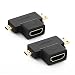 UGREEN 2Pack 2 in 1 Mini HDMI and Micro HDMI Male to HDMI Female Adapter Supports 1080P 60Hz for GoPro Hero 6 Hero 5 Black, Nexus 10 Tablet, Raspberry Pi, Camera, Camcorder, DSLR, Video Card etc