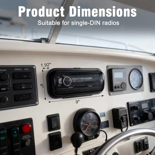 Image of STUDIOFINIX Durable Water Resistant Marine Radio Cover Waterproof Boat Stereo Protector Shield with Flip-Up Door UV-Resistant ABS Housing, Includes Mounting Gasket & Hardware