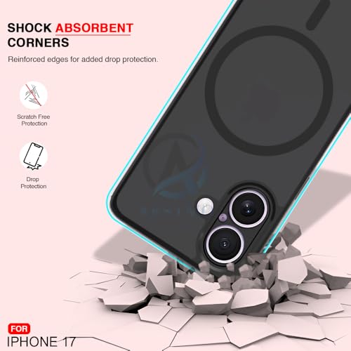 Image of AESTMO iPhone 17 Back Cover | 360 Protection | Matte Frosted Hard Back Translucent | Compatible with MagSafe Accessories (Blue)