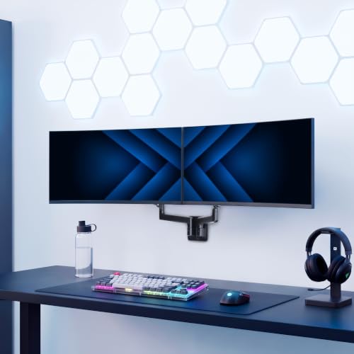 Image of VIVO Premium Dual Monitor Arm Wall Mount, Fits Ultrawide Screens up to 45 inch, 44 lbs per Arm, Counterbalance Articulating, Heavy Duty Double Monitor Wall Mount, Max VESA 100x100, Black, MOUNT-V202V