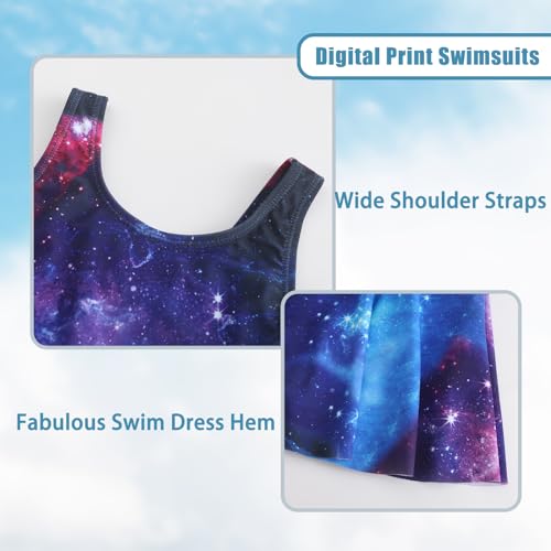 Image of Girls One Piece Swimsuits Leopard Bathing Suit for Kids Hawaiian Swimwear with Skirt Swim Dress 3-16 Years