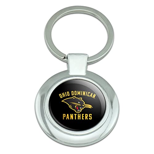 Graphics & More Ohio Dominican University Panthers Logo Keychain Classy Round Chrome Plated Metal #TOP24