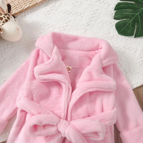 Kids Fuzzy Short R𝐨be Plush Thick Hoodie Bathr𝐨be with Belt Boys Girls Plain Soft Summer L𝐨unge n𝐢ghtgowns 𝐏ajamas2