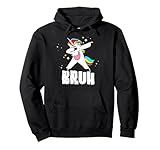 Funny Dabbing Unicorn Bruh Meme Magical Women Kids Pullover Hoodie