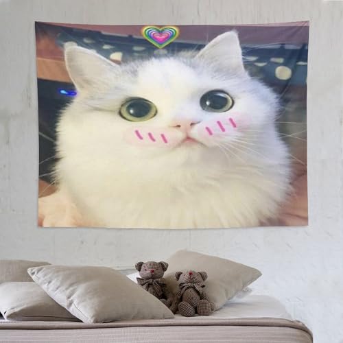 Tapisserie chat mignon pour salon : deco murale grand format 150x200cm