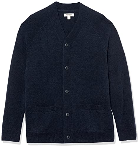 Amazon Essentials Men's Lambs Wool V-Neck Cardigan Sweater (Previously Goodthreads), Navy, Medium #TOP5