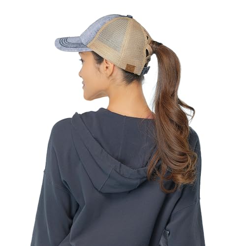 Image of C.C Ponytail Criss Cross Messy Buns Ponycaps Baseball Cap Dad Trucker Mesh Hat