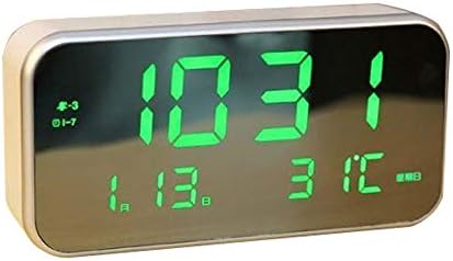 Table Clocks LED Digital Alarm Clock USB Gift Portable Adjustable Mute Luminous Alarm Clock Rectangle White/Green Standing Clock (Color : B)