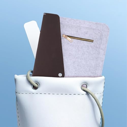 Funda para laptop de fieltro gris de 11 pulgadas con bolsillo con cremallera miniatura 4