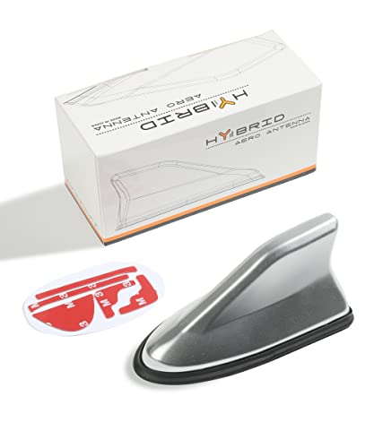 YAKEFLY Car Shark Fin Antenna Cover, Universal Roof Aerial, Decoration with Adhesive Tape, AM/FM Radio Signal Base Replacement (Silver)