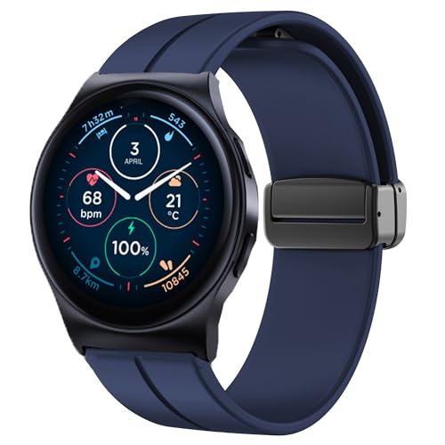 Compatible for Moto Watch 120 Band, 18mm, 20mm, 22mm Soft Silicone Magnetic Sport Wristband Replacement Straps Compatible for Moto 40, 70, 100, 120, 360 3rd Gen 2020 Smartwatch (22mm size band, Blue)