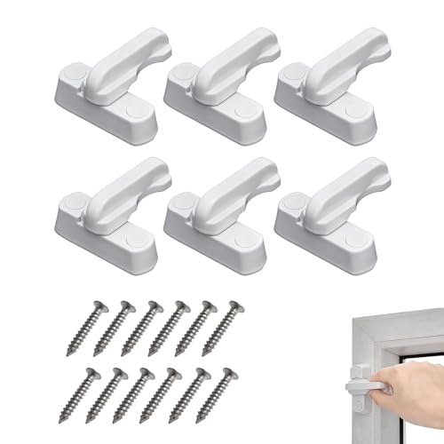 6 serrures de porte en plastique - serrures de porte blanches pour la sécurité à la maison - protection optimale pour les portes et fenêtres UPVC/PVC, installation rapide et facile pour tous