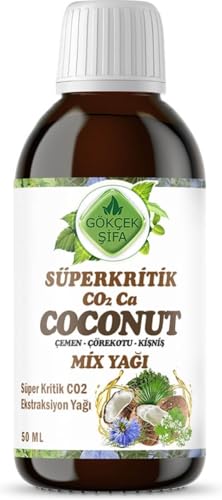 Gökçek Şifa - Aceite de mezcla de coco supercrítico de CO2-Ca - 50 ml - 100% aceite de extracto de hierbas - Sin aditivos químicos - Strong Formula Herbal Suplemento Supercrítico Aceite de Mezcla de