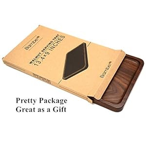 Bamber wood serving tray wooden decorative coffee tea platter black walnut 134 x 9 inches  urban country home decor