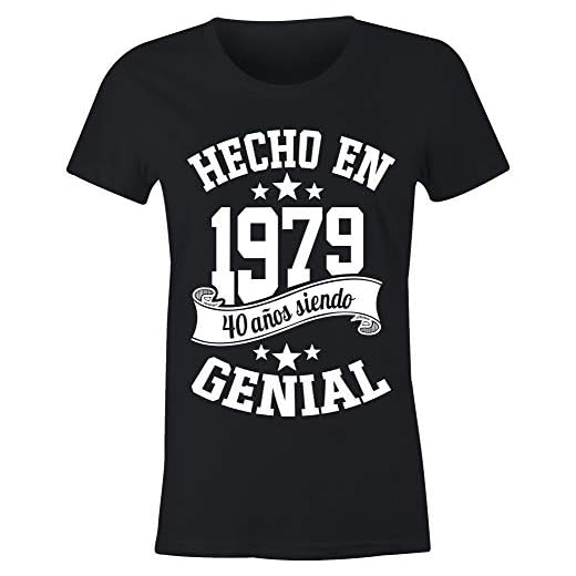 camiseta cumpleaños 6TN Mujeres Hechas en 1979 40 años de ser Impresionante 40 cumpleaños Camiseta (Medio (M), Negro)